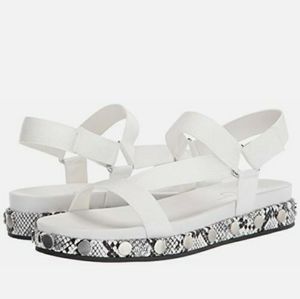 Perrie Jessica Simpson White Adjustable Webbing Stud Strappy sandals shoes NEW